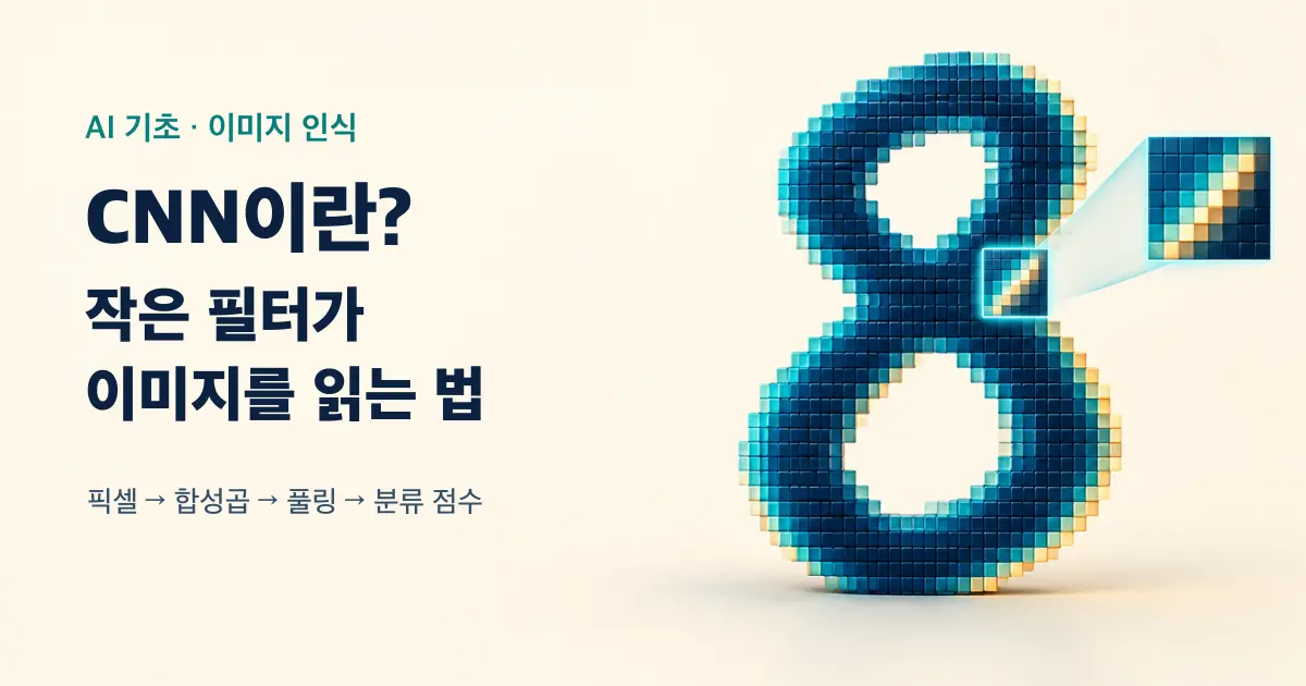 CNN이 픽셀 필터로 손글씨 8을 읽는 모습